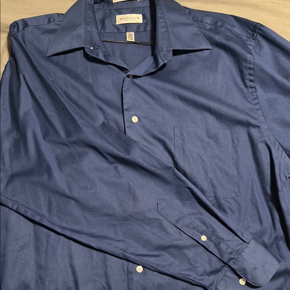 Van Heusen Blue Dress Shirt Classic Cotton Blend